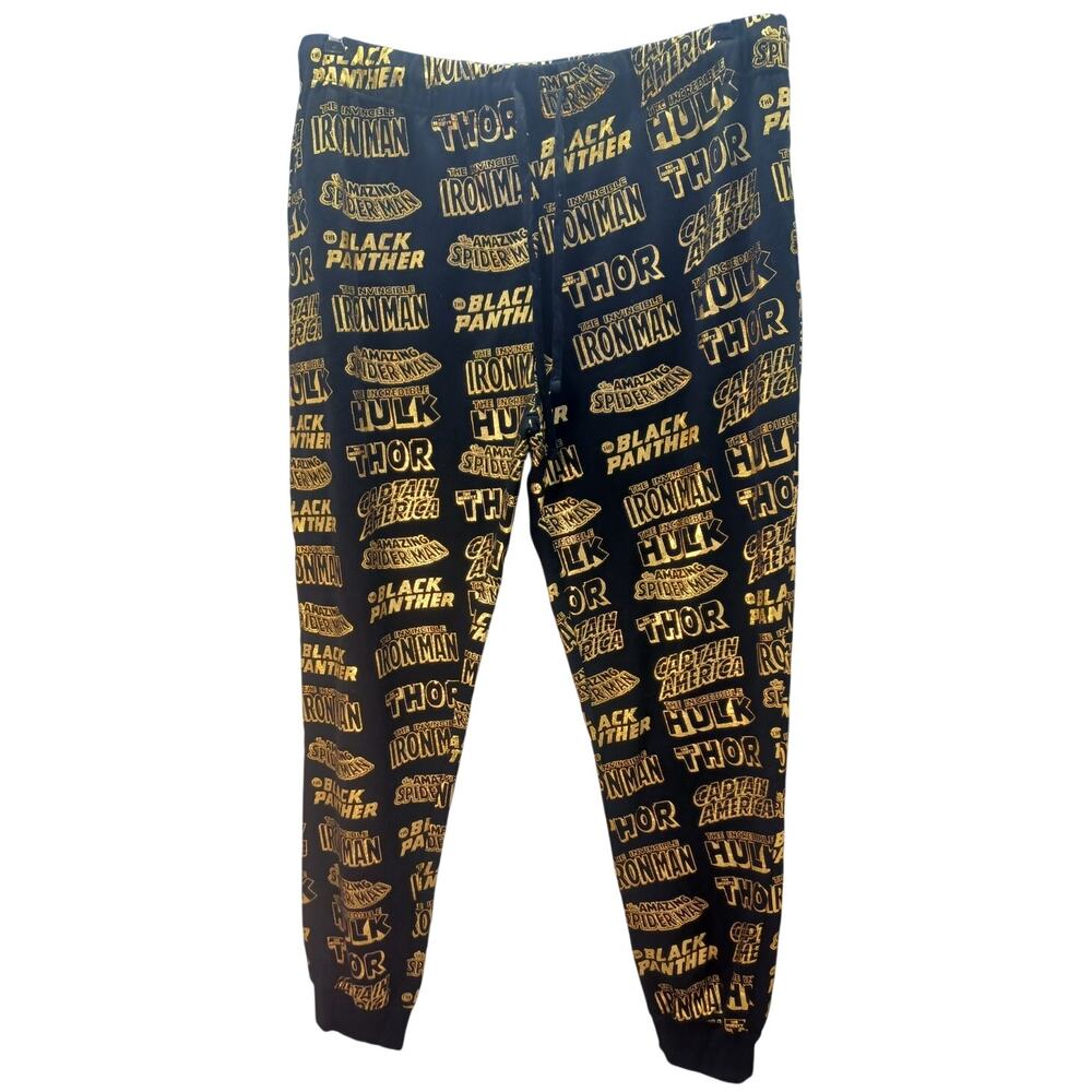 Marvel Men's Black Gold Superheroes Jogger Pants XL Pajama Lounge Sleepwear Cozy